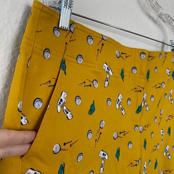 IZOD Golf Pedal Pushers Pants Cropped Capri Mustard Yellow Retro Women 14 NWT - Picture 11 of 14